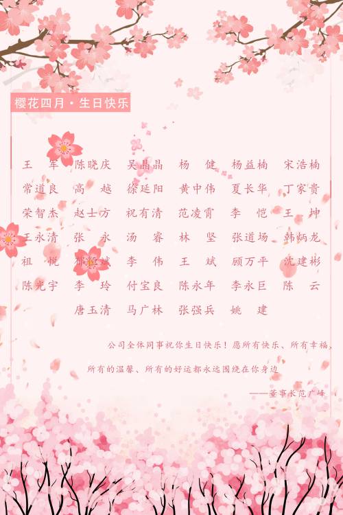 【生日祝?！抗ё?月生日的員工生日快樂(lè)！